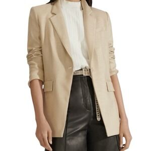 NWT Veronica Beard Blazer‎ Lyda Dickey Jacket Beige Sz 16 One Button Lawyer